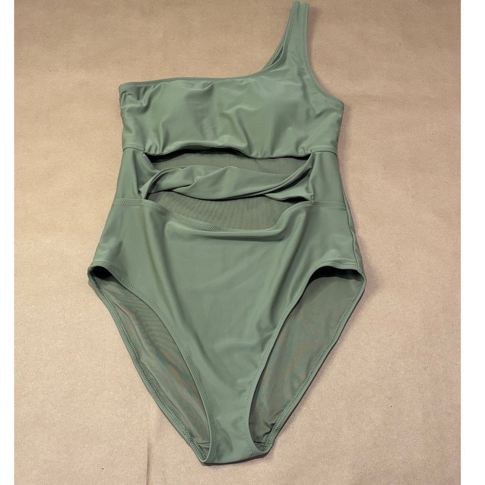 Old Navy Sage Green One Piece Swimsuit Women Size L